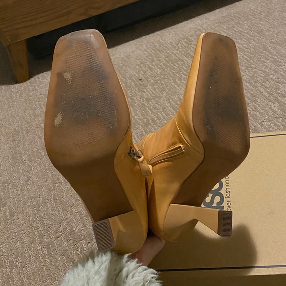 Leather Square Toe Heeled Boots in Natural - Picture 7 of 7